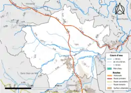 Carte en couleurs représentant les cours d'eau