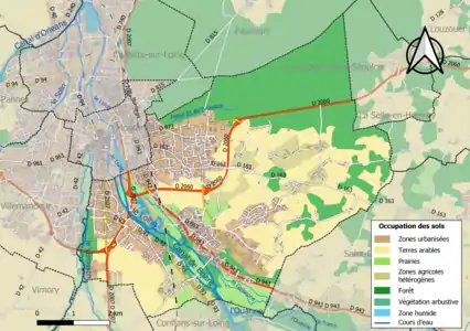Carte des infrastructures et de l'occupation des sols en 2018 (CLC) de la commune.