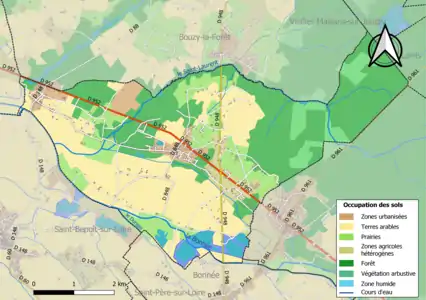 Carte des infrastructures et de l'occupation des sols de la commune en 2018 (CLC).