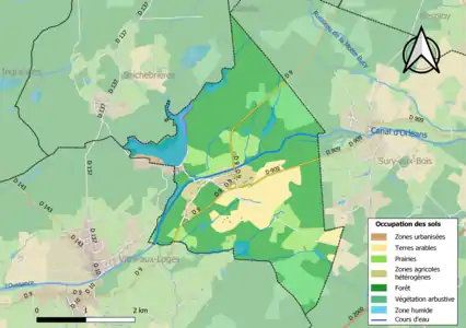 Carte des infrastructures et de l'occupation des sols de la commune en 2018 (CLC).