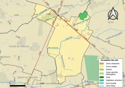 Carte des infrastructures et de l'occupation des sols de la commune en 2018 (CLC).