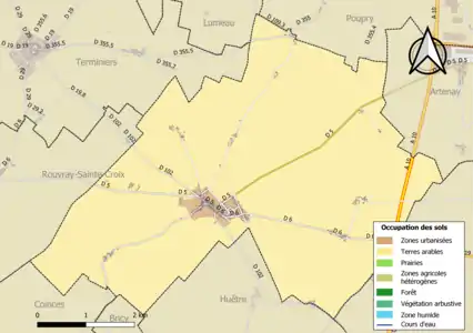 Carte des infrastructures et de l'occupation des sols de la commune en 2018 (CLC).