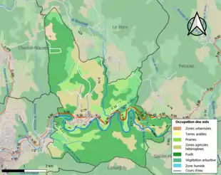 Carte en couleurs présentant l'occupation des sols.