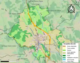 Carte en couleurs présentant l'occupation des sols.