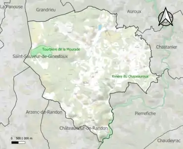 Carte des ZNIEFF de type 1 sur la commune.