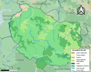 Carte en couleurs présentant l'occupation des sols.