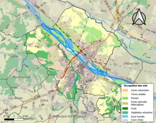 Carte en couleurs présentant l'occupation des sols.