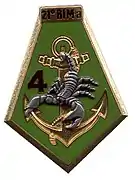 Insigne de la 4e&nbsp;compagnie de combat. Il date de 1984 à l'époque  4e&nbsp;escadron lors de l'opération Manta 2.