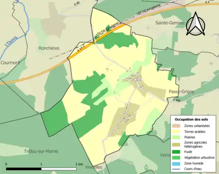 Carte en couleurs présentant l'occupation des sols.