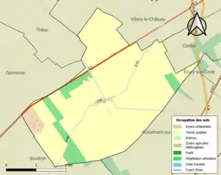 Carte en couleurs présentant l'occupation des sols.
