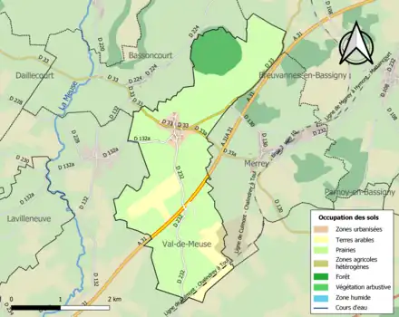 Carte en couleurs présentant l'occupation des sols.
