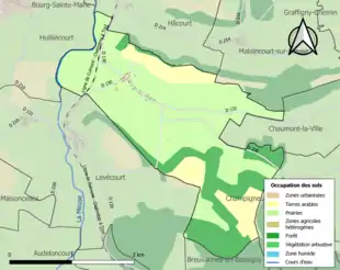 Carte en couleurs présentant l'occupation des sols.
