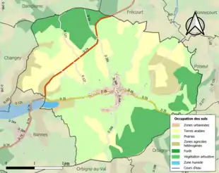 Carte en couleurs présentant l'occupation des sols.