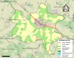 Carte en couleurs présentant l'occupation des sols.