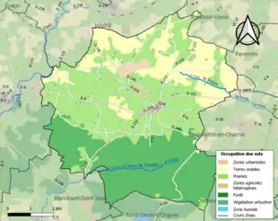 Carte en couleurs présentant l'occupation des sols.