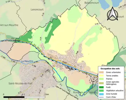 Carte en couleurs présentant l'occupation des sols.