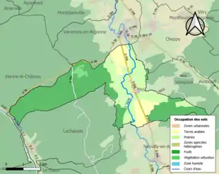 Carte en couleurs présentant l'occupation des sols.