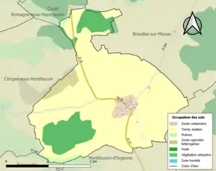 Carte en couleurs présentant l'occupation des sols.