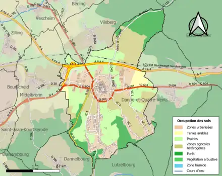Carte en couleurs présentant l'occupation des sols.