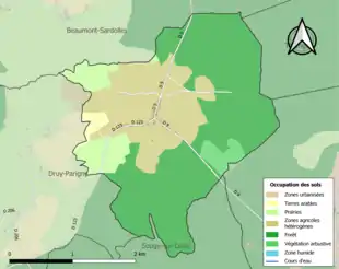 Carte en couleurs présentant l'occupation des sols.