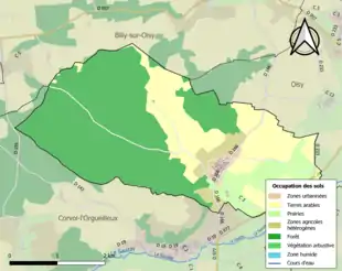 Carte en couleurs présentant l'occupation des sols.
