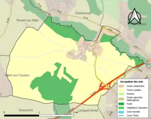 Carte en couleurs présentant l'occupation des sols.