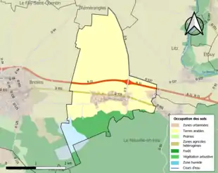 Carte en couleurs présentant l'occupation des sols.