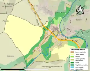 Carte en couleurs présentant l'occupation des sols.