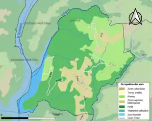 Carte en couleurs présentant l'occupation des sols.