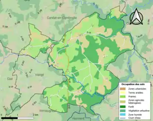 Carte en couleurs présentant l'occupation des sols.