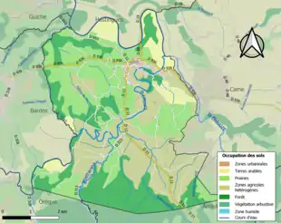 Carte en couleurs présentant l'occupation des sols.