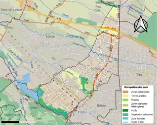 Carte en couleurs présentant l'occupation des sols.