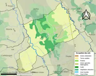 Carte en couleurs présentant l'occupation des sols.