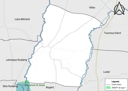 Carte de la ZNIEFF de type 1 sur la commune.