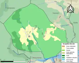 Carte en couleurs présentant l'occupation des sols.