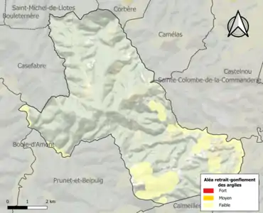 Carte des zones d'aléa retrait-gonflement des argiles.