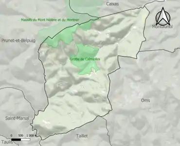 Carte des ZNIEFF de type 1 sur la commune.