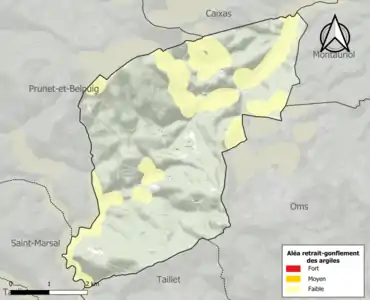 Carte des zones d'aléa retrait-gonflement des argiles.