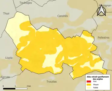 Carte des zones d'aléa retrait-gonflement des argiles.