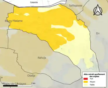 Carte des zones d'aléa retrait-gonflement des argiles.
