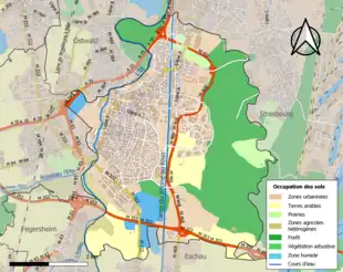 Carte en couleurs présentant l'occupation des sols.