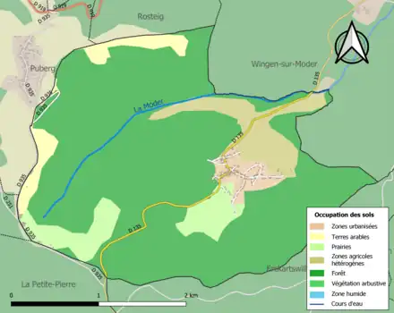 Carte en couleurs présentant l'occupation des sols.