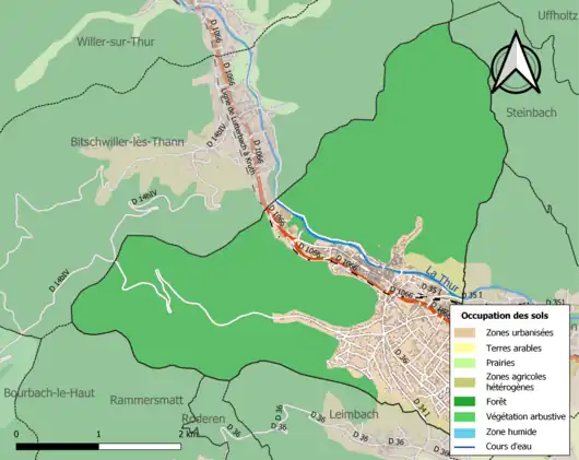 Carte en couleurs présentant l'occupation des sols.
