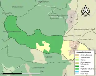Carte en couleurs présentant l'occupation des sols.