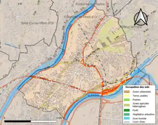 Carte en couleurs présentant l'occupation des sols.