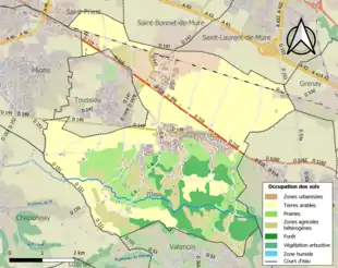 Carte en couleurs présentant l'occupation des sols.