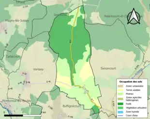 Carte en couleurs présentant l'occupation des sols.