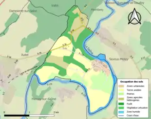 Carte en couleurs présentant l'occupation des sols.