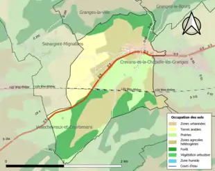 Carte en couleurs présentant l'occupation des sols.