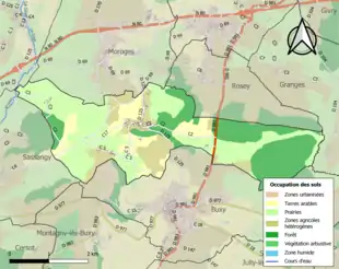 Carte en couleurs présentant l'occupation des sols.